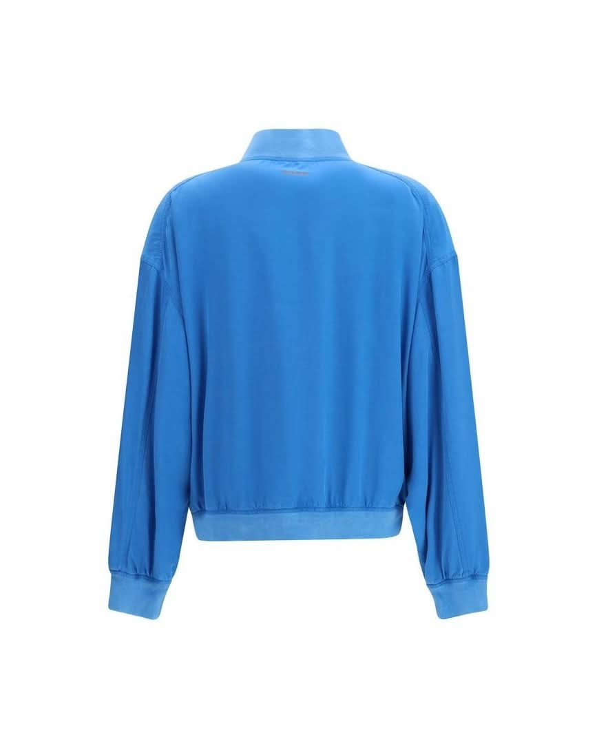 Versace Blue Silk Bomber Jacket Glam Steals