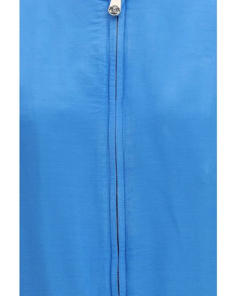 Versace Blue Silk Bomber Jacket Glam Steals