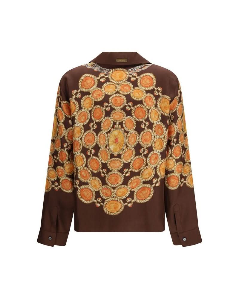 Versace Brown Fabric Pattern Shirt Glam Steals
