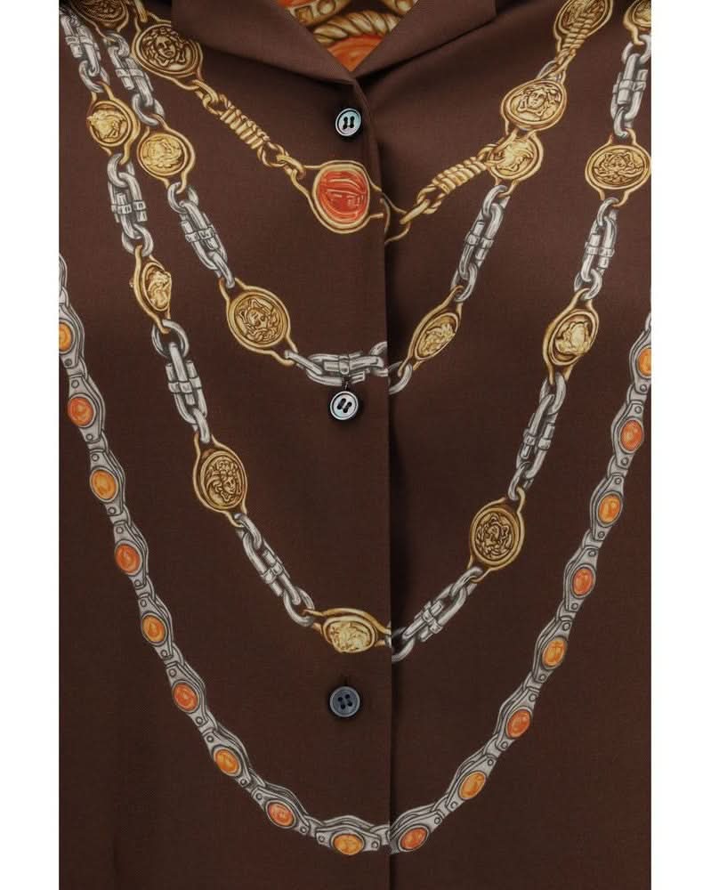 Versace Brown Fabric Pattern Shirt Glam Steals