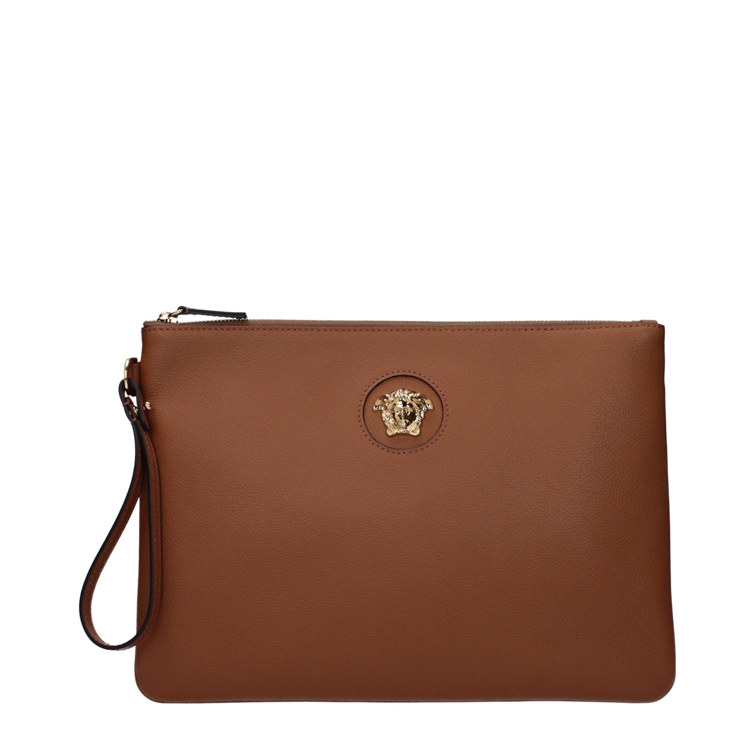 Versace Brown Leather Clutch Bag Glam Steals