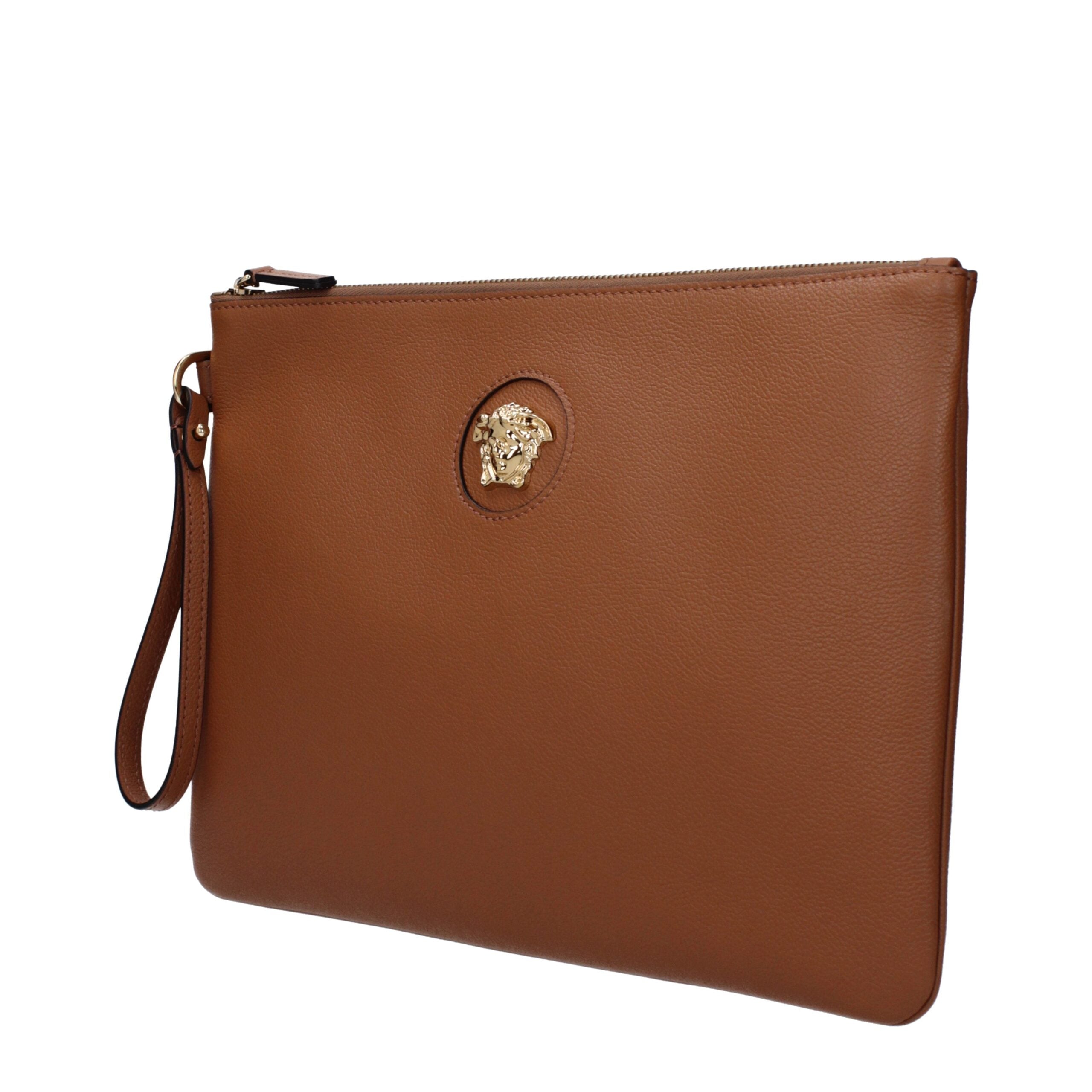 Versace Brown Leather Clutch Bag Glam Steals