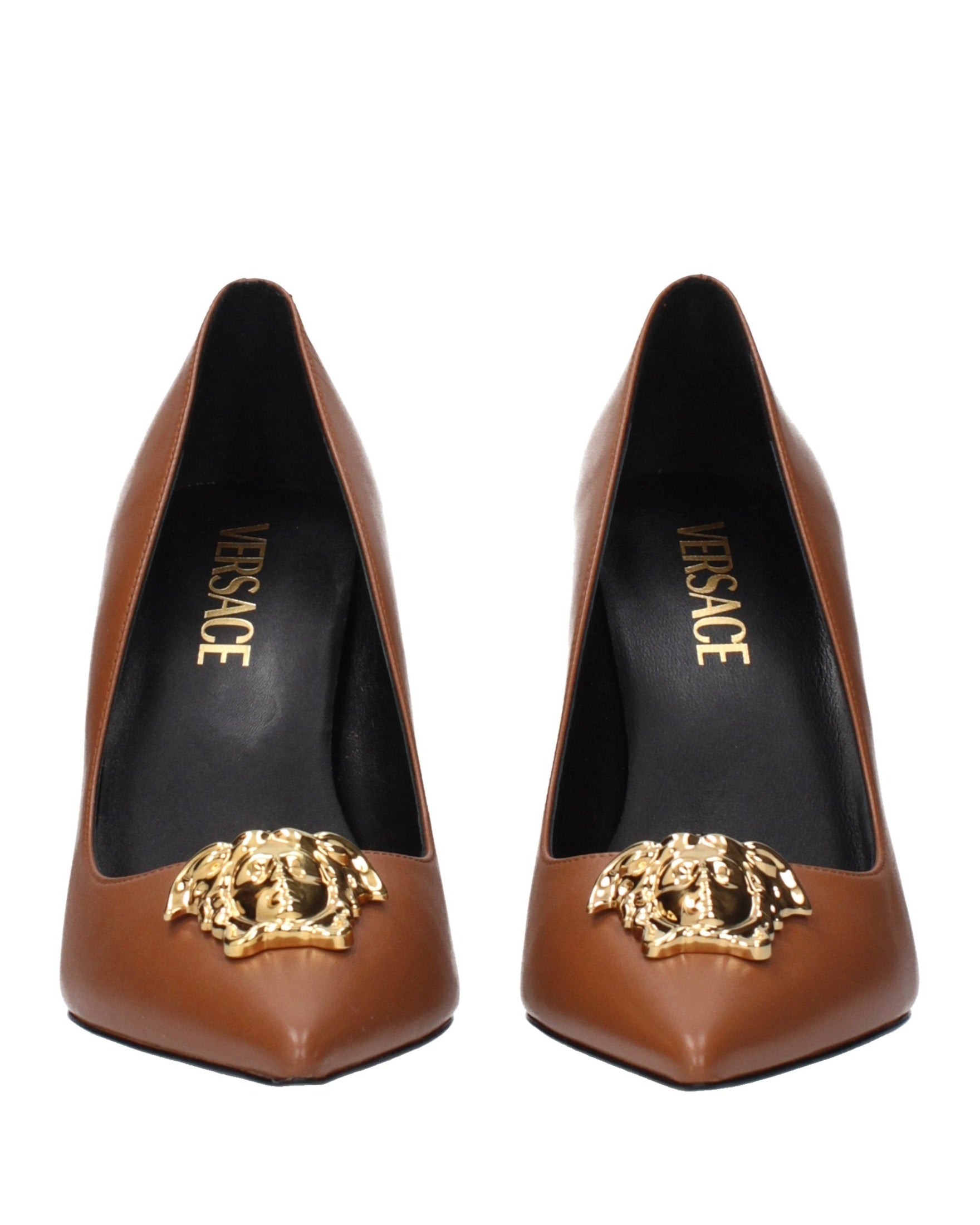 Versace Brown Leather High Heel Pumps Glam Steals