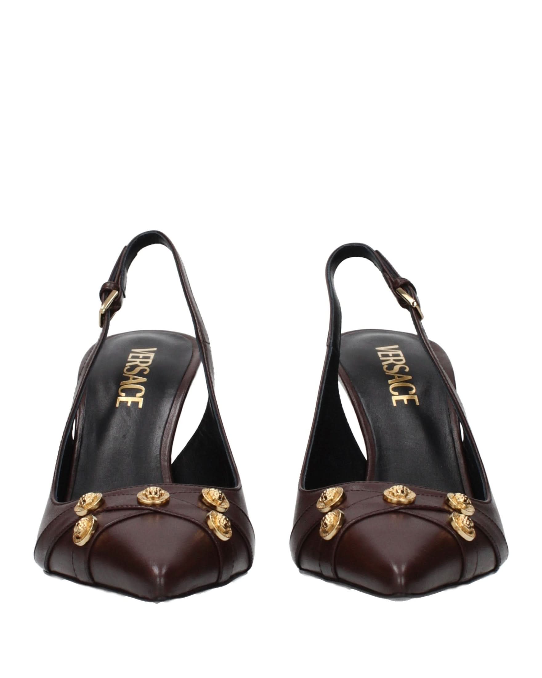 Versace Brown Leather Pumps Glam Steals