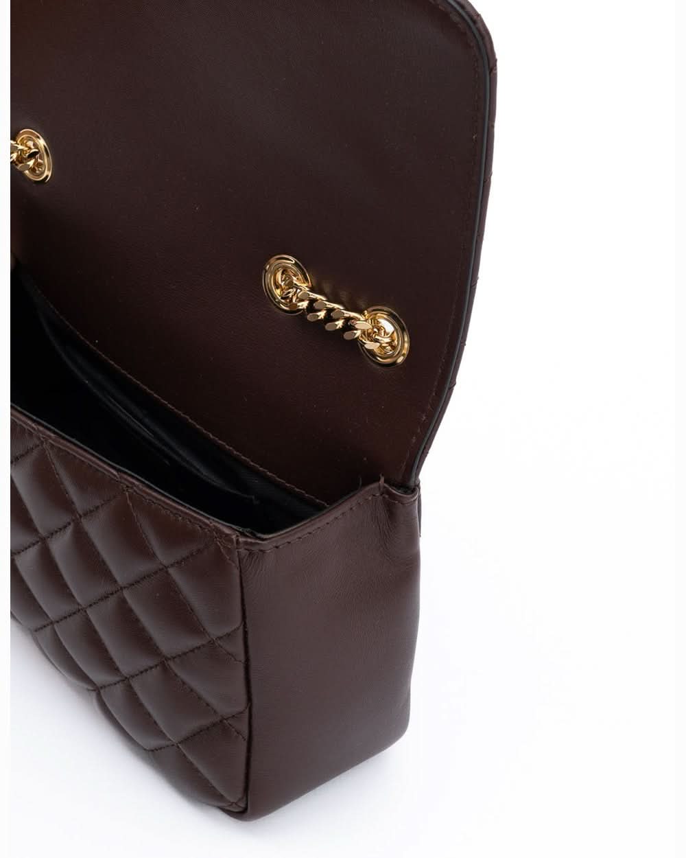Versace Brown Leather Quilted Shoulder Strap Bag Glam Steals