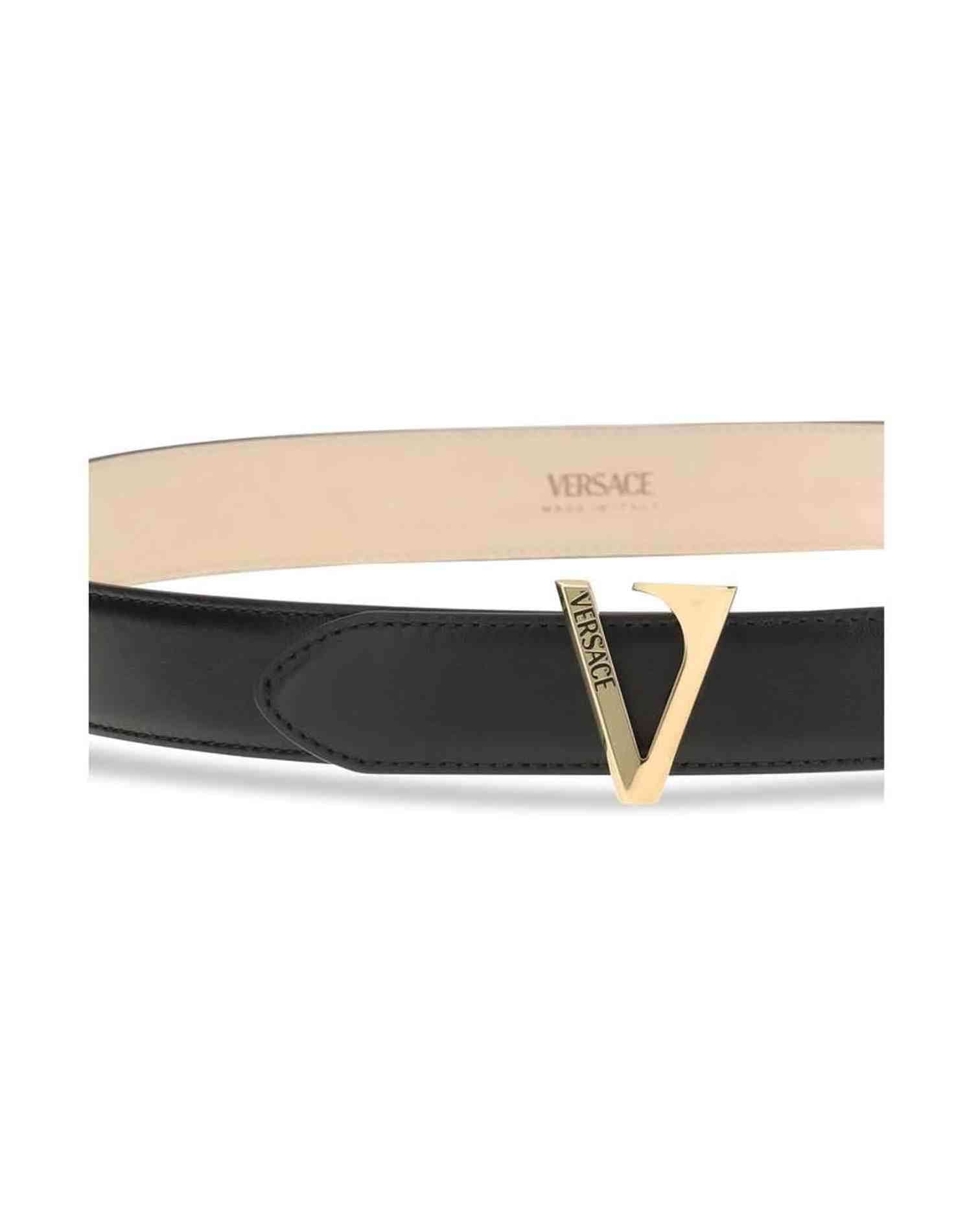 Versace Calfskin V Belt Glam Steals