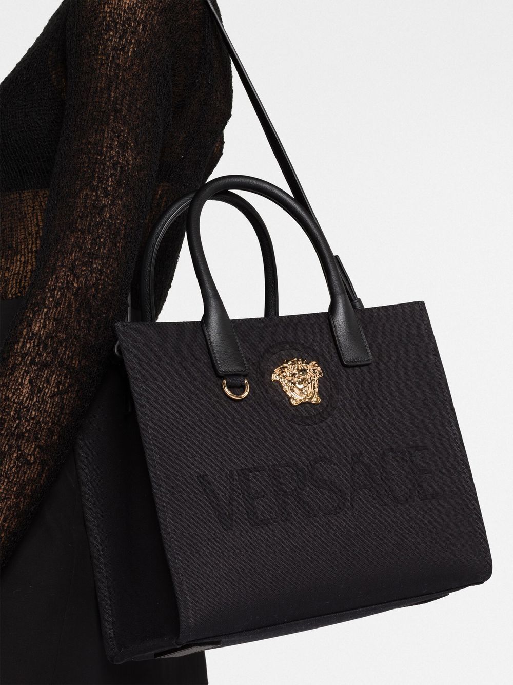 Versace Canvas Small La Medusa Tote Bag Glam Steals