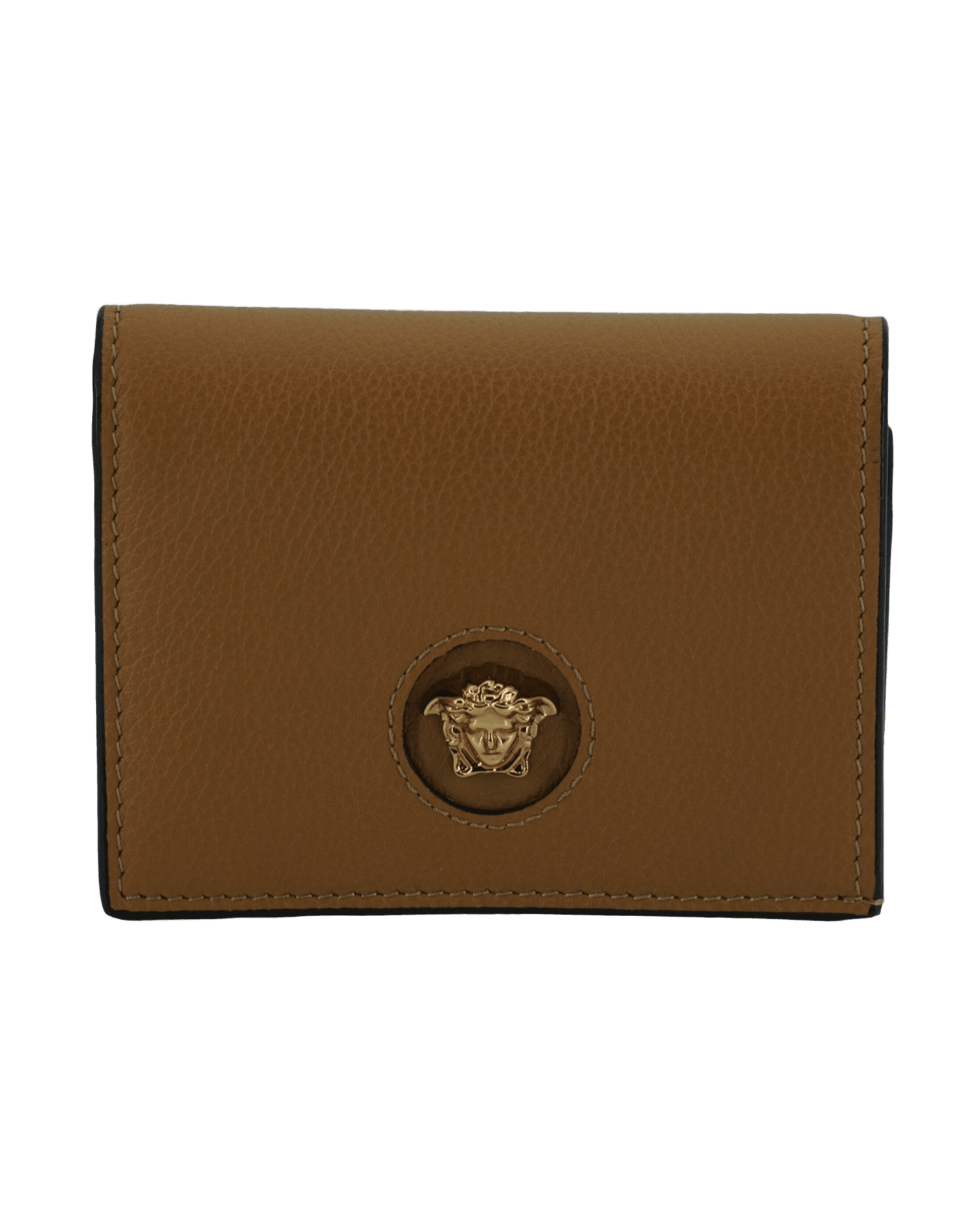Versace Elegant Brown Compact Leather Wallet Glam Steals