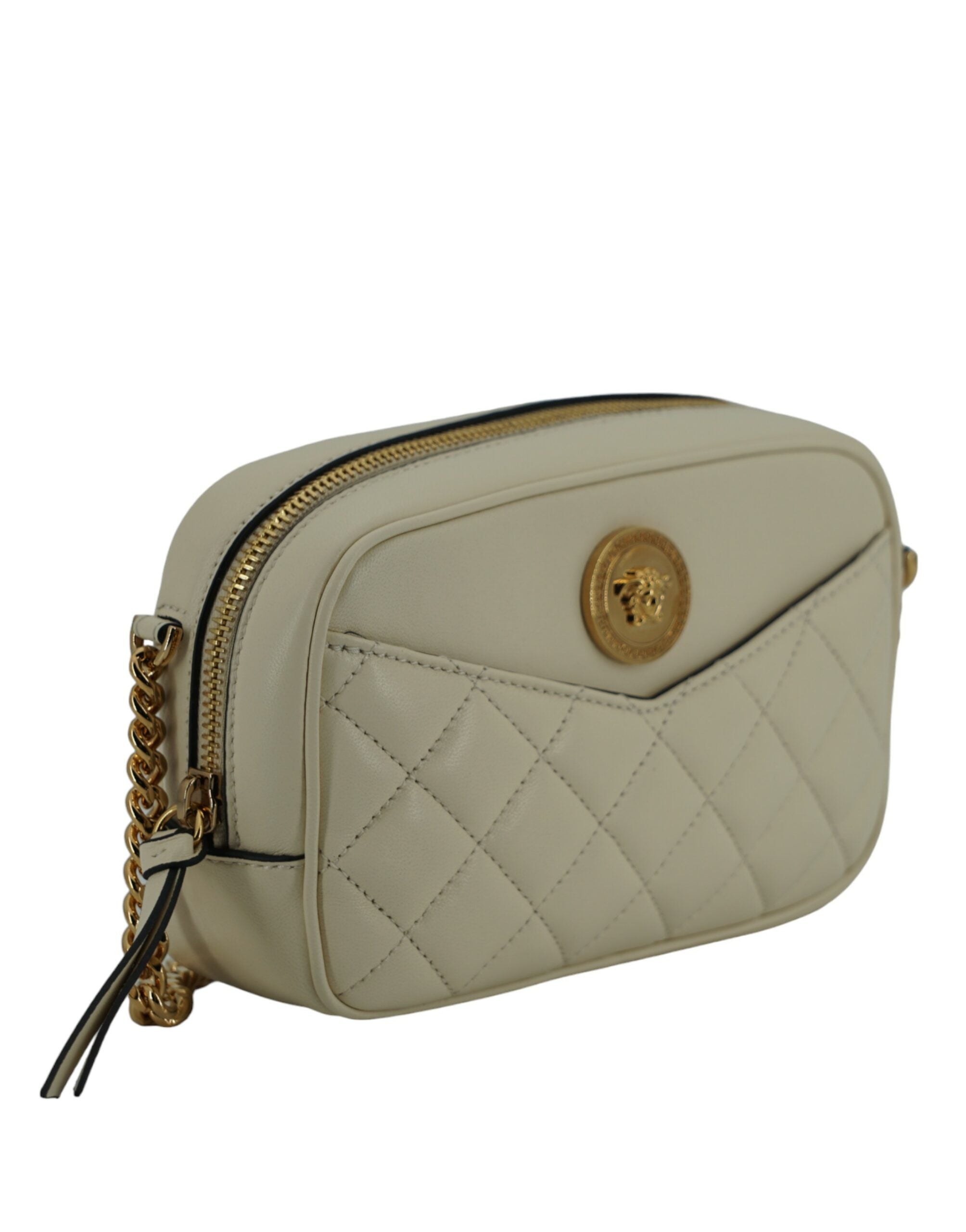 Versace Elegant Lamb Leather Camera White Bag Glam Steals