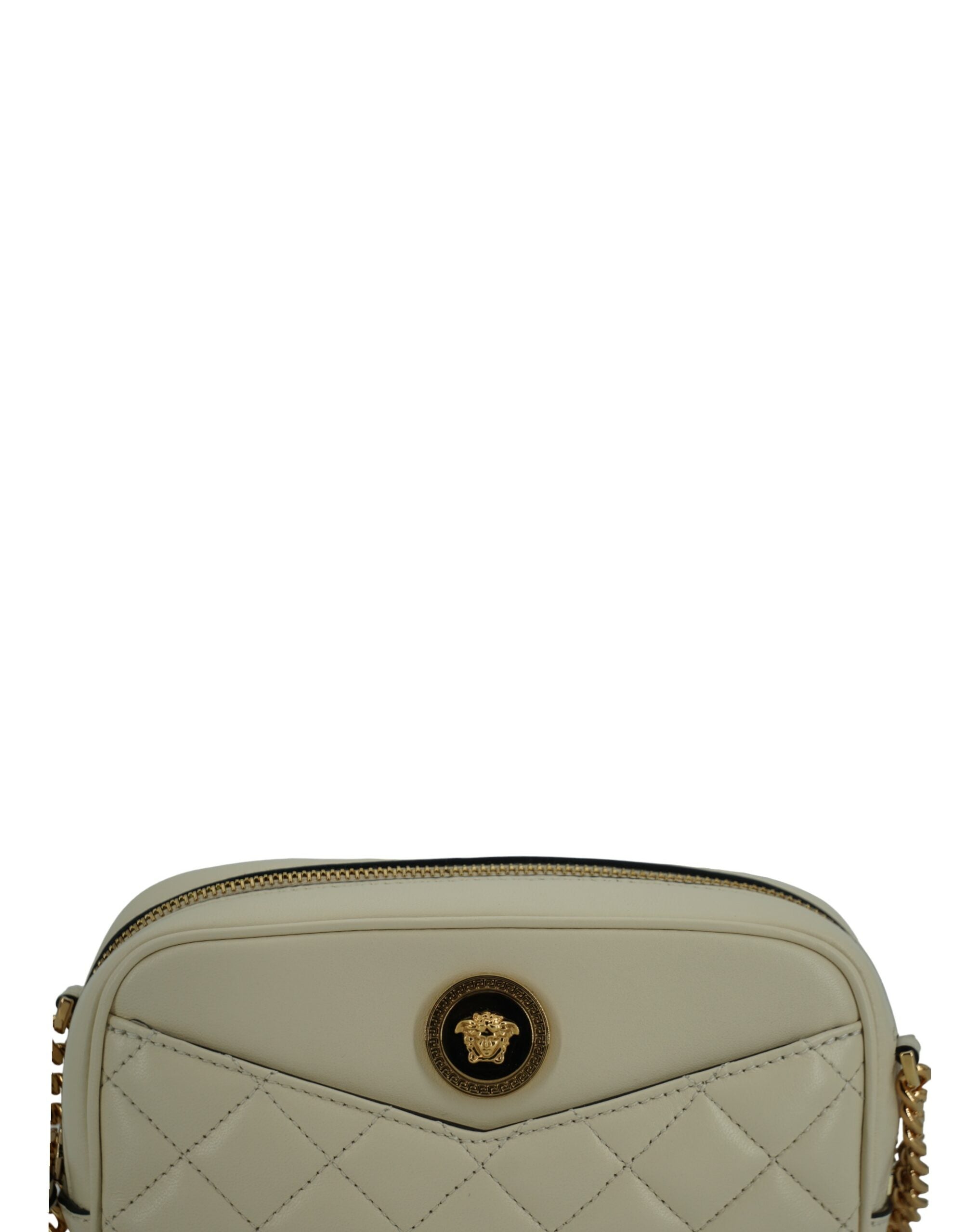 Versace Elegant Lamb Leather Camera White Bag Glam Steals