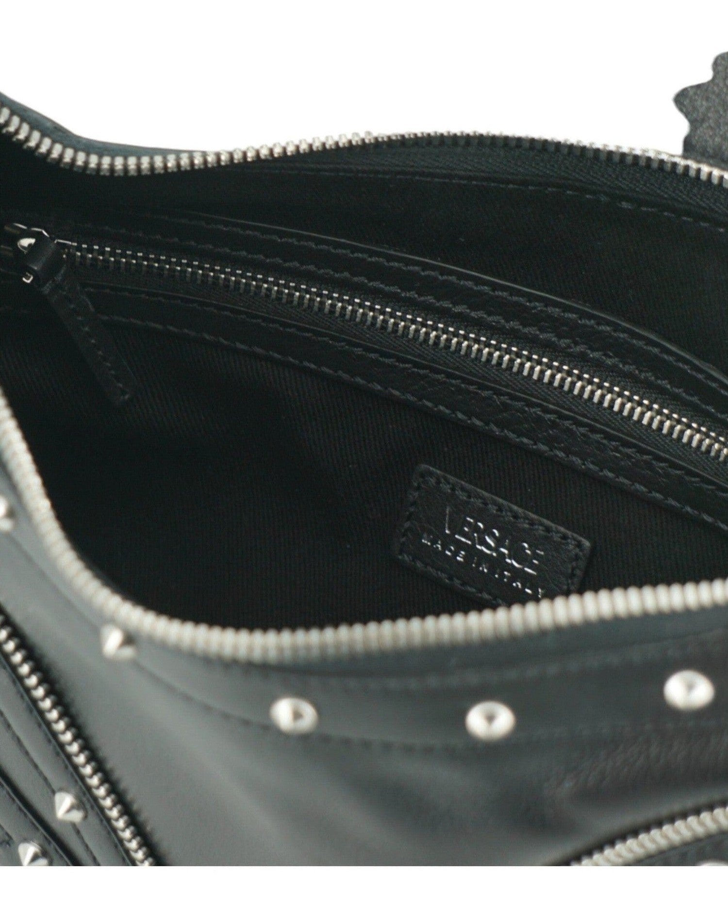 Versace Elegant Leather Hobo Shoulder Black Bag Glam Steals