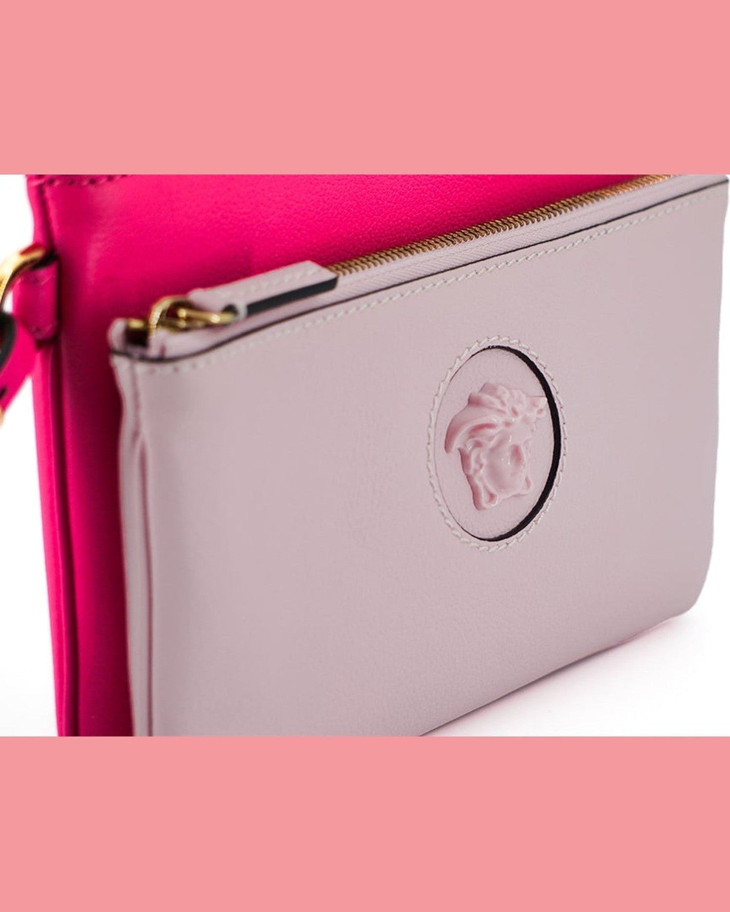 Versace Elegant Leather Pouch Pink Clutch Glam Steals