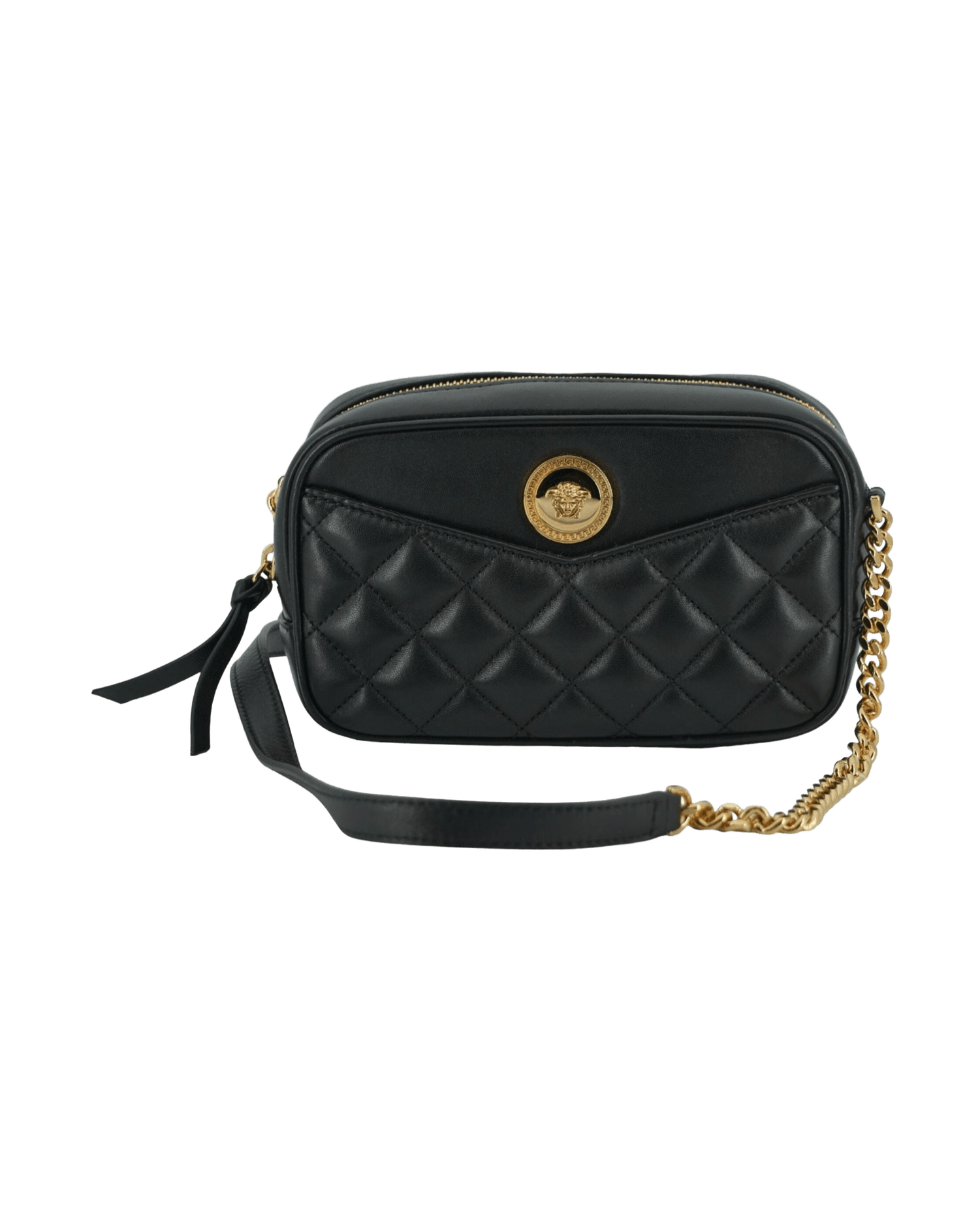 Versace Elegant Small Leather Crossbody Black Bag Glam Steals