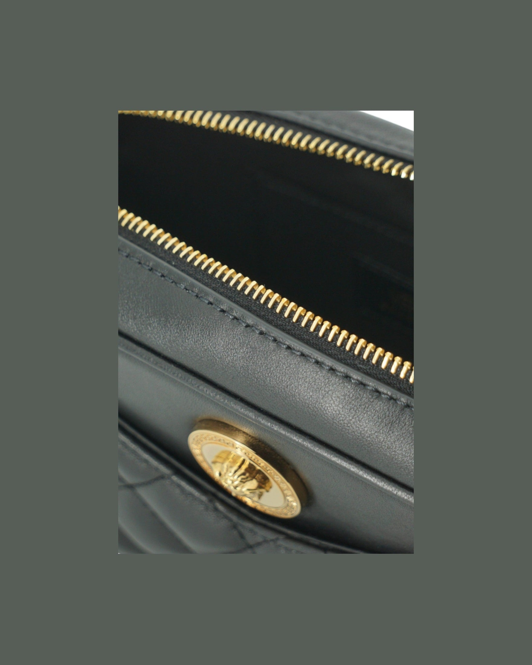 Versace Elegant Small Leather Crossbody Black Bag Glam Steals