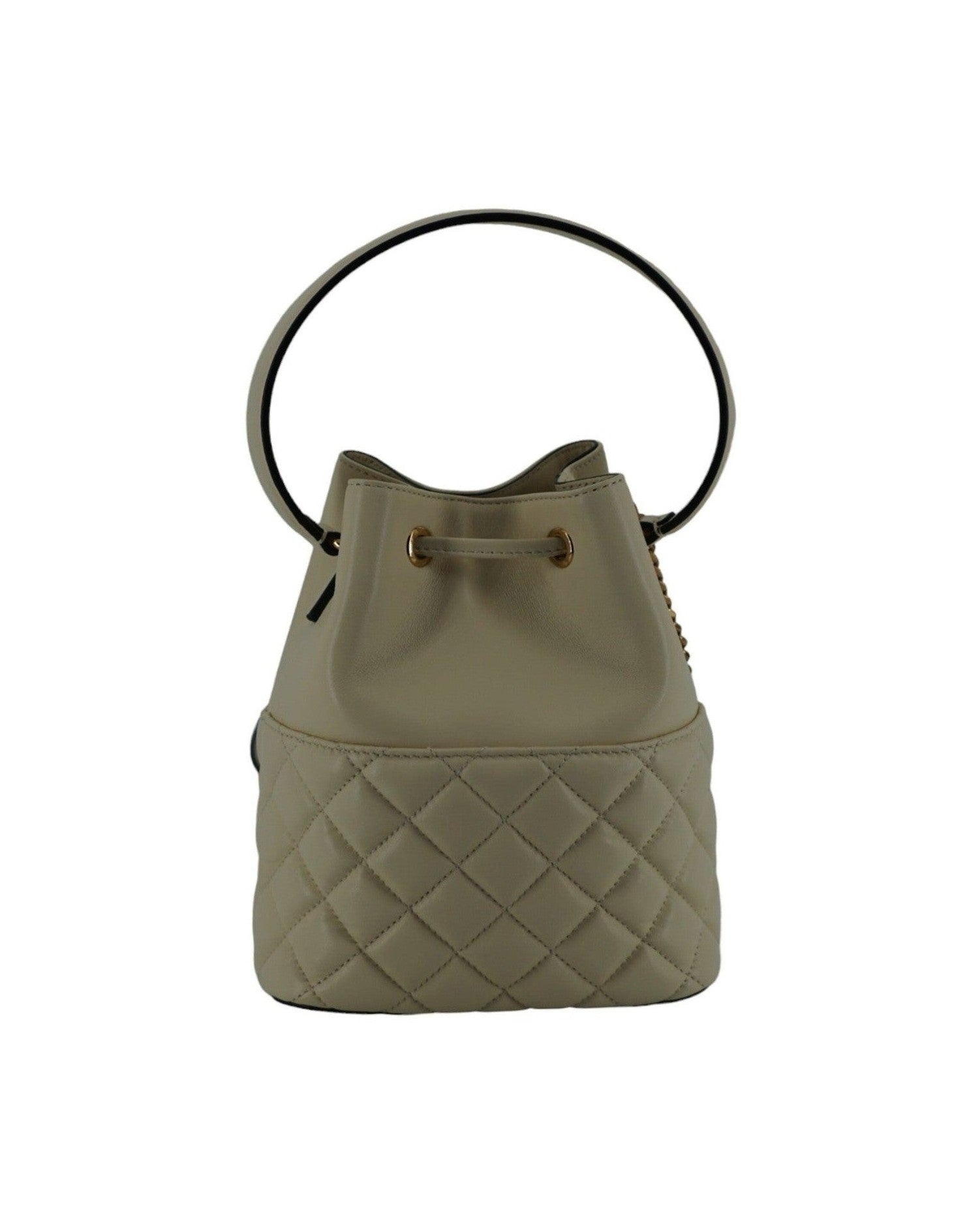Versace Elegant Small Leather Bucket Shoulder White Bag Glam Steals