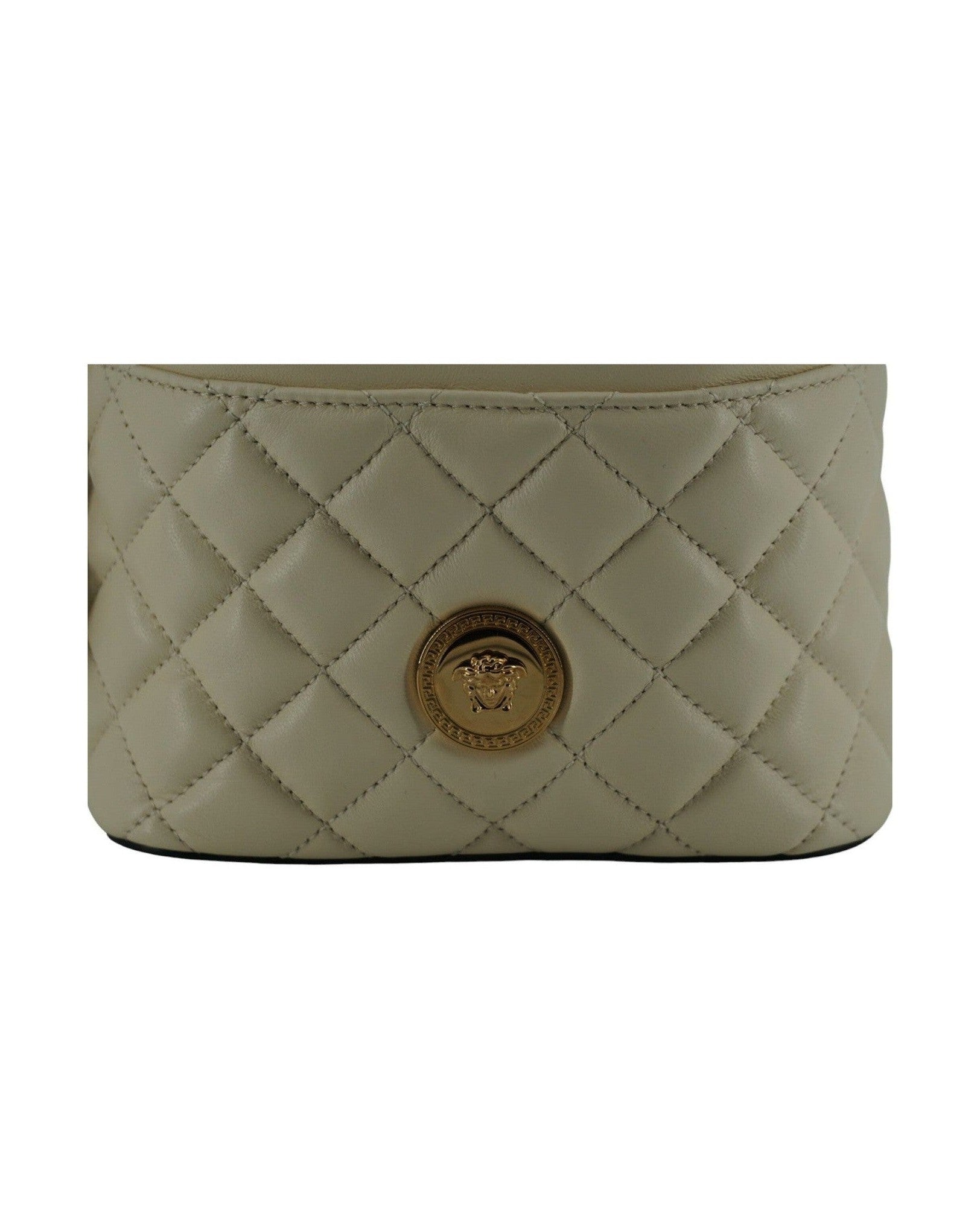 Versace Elegant Small Leather Bucket Shoulder White Bag Glam Steals