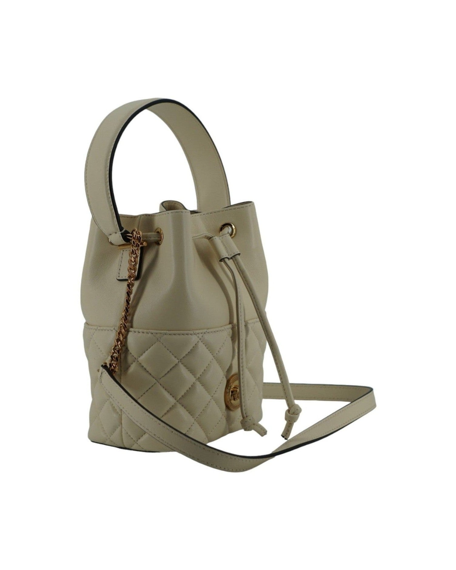Versace Elegant Small Leather Bucket Shoulder White Bag Glam Steals