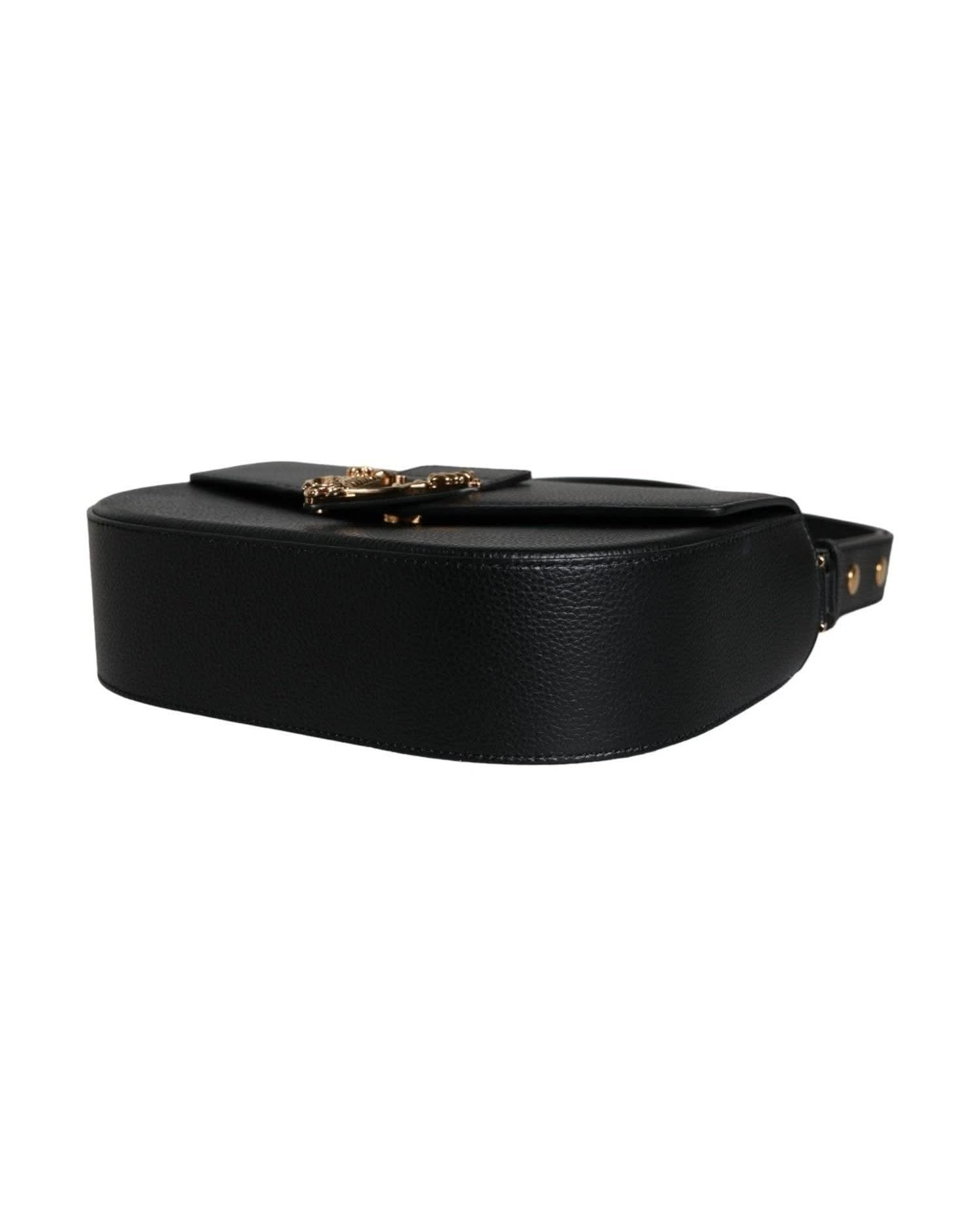 Versace Black Leather Grainy Calf Logo Crossbody Shoulder Bag Cross Body Bags