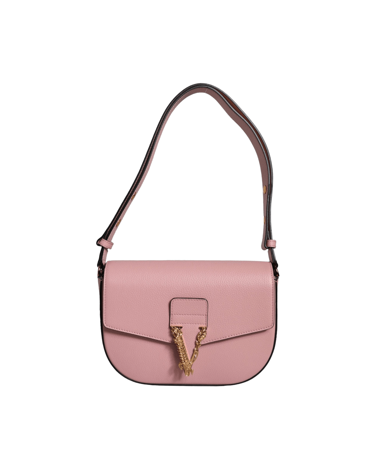 Versace Grainy Pink Calf Leather Logo Crossbody Shoulder Bag Glam Steals