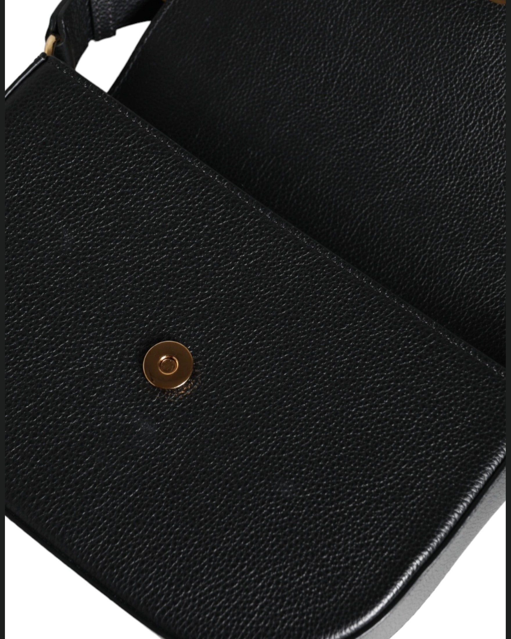 Versace Grainy Calf Leather Logo Crossbody Shoulder Black Bag Glam Steals