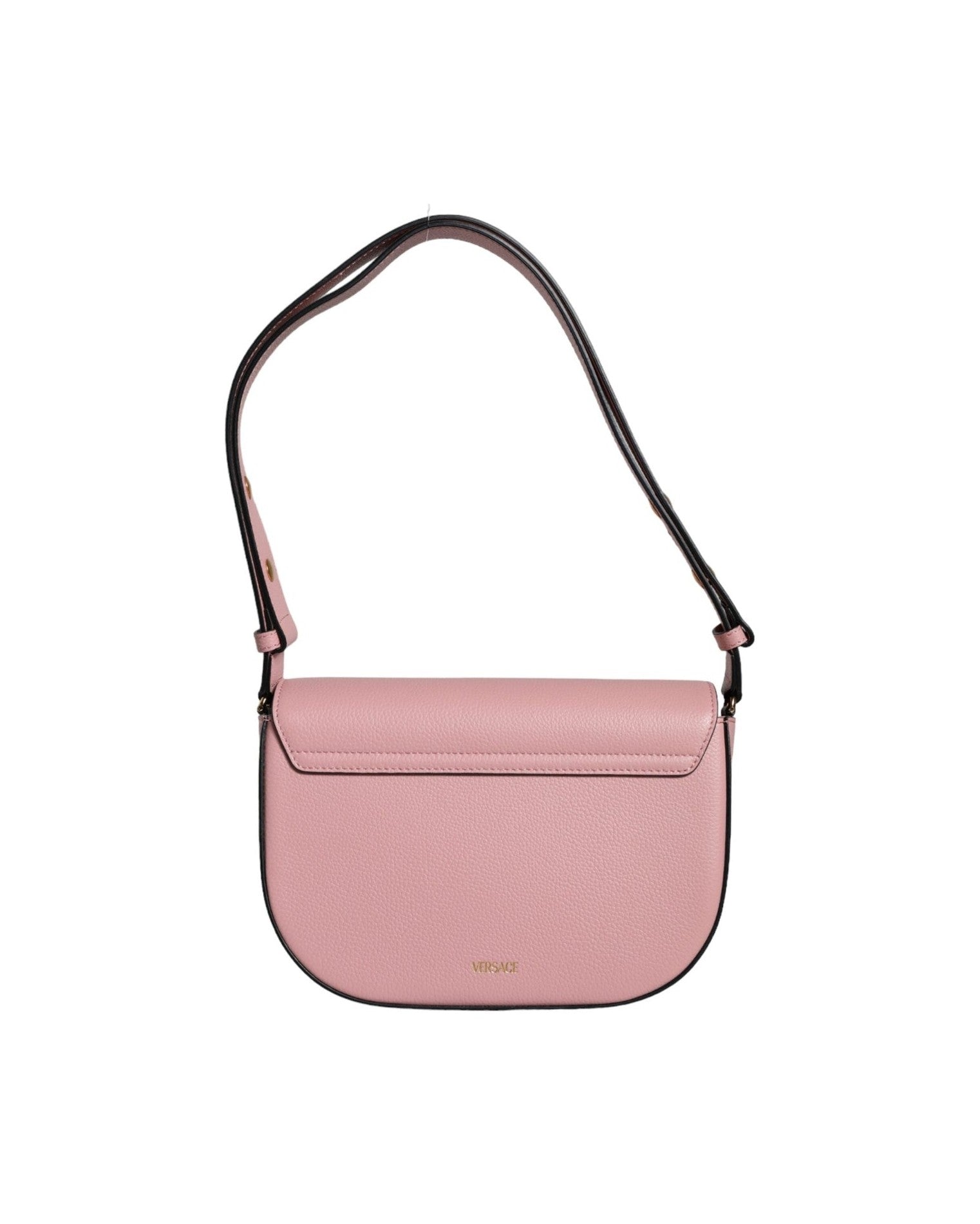 Versace Grainy Calf Leather Logo Crossbody Shoulder Pink Bag Glam Steals