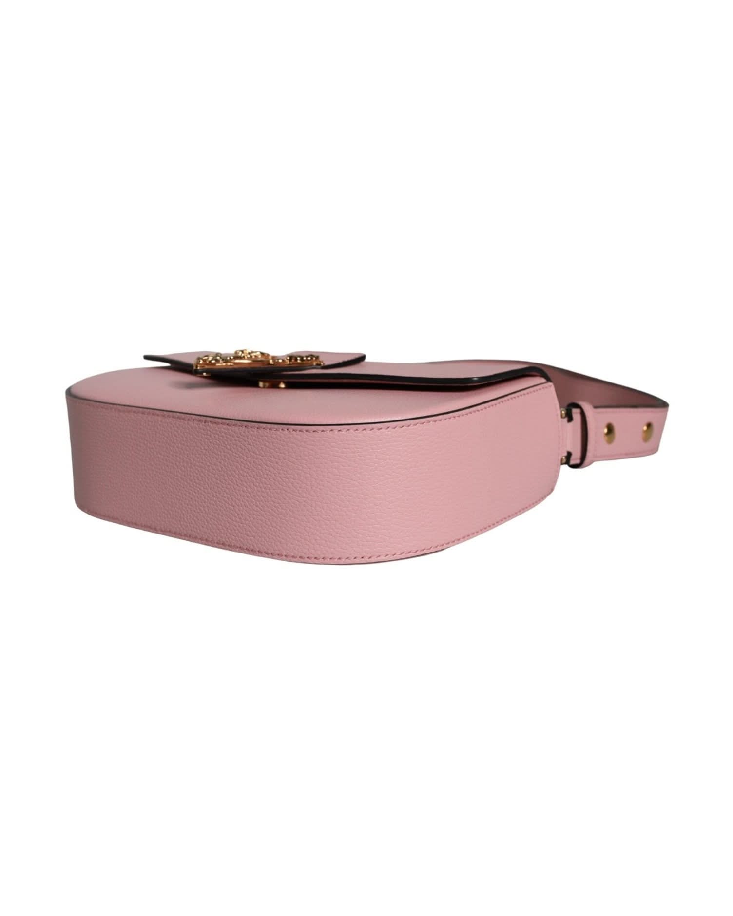 Versace Grainy Pink Calf Leather Logo Crossbody Shoulder Bag Shoulder Bags