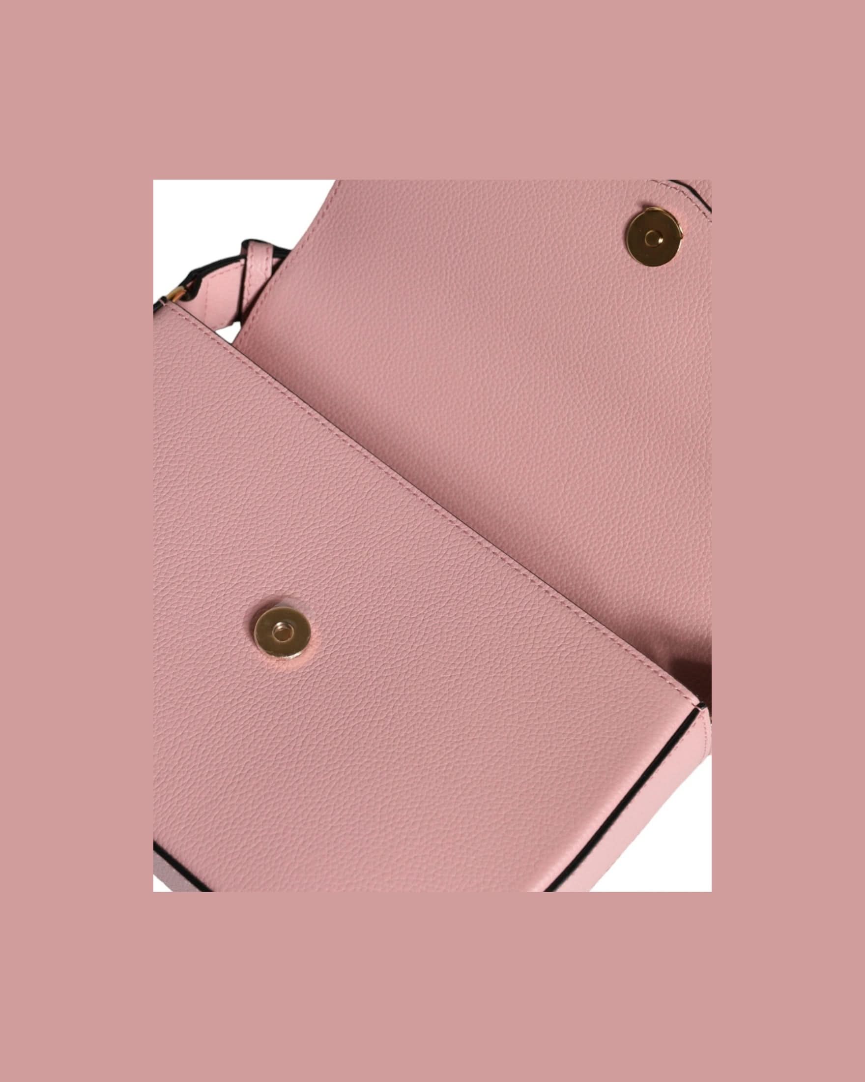 Versace Grainy Pink Calf Leather Logo Crossbody Shoulder Bag Shoulder Bags
