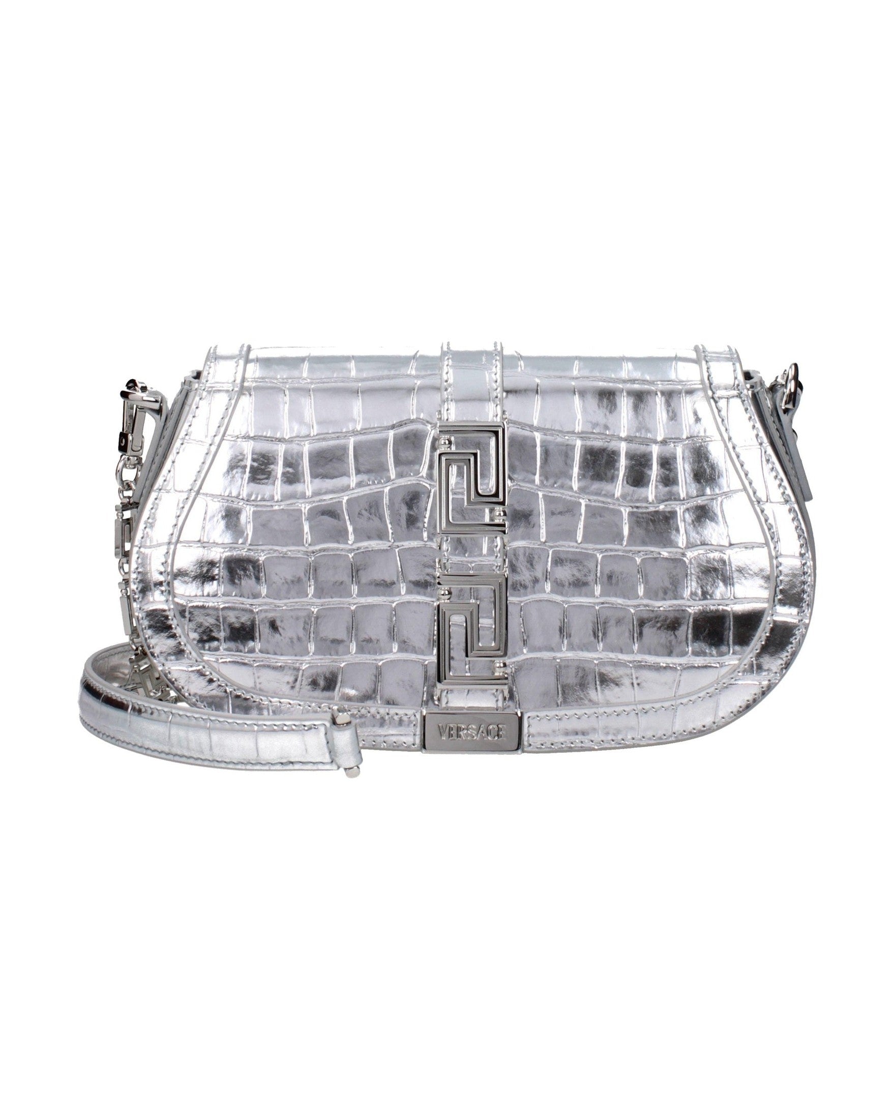 Versace Gray Leather Shoulder Bag Glam Steals