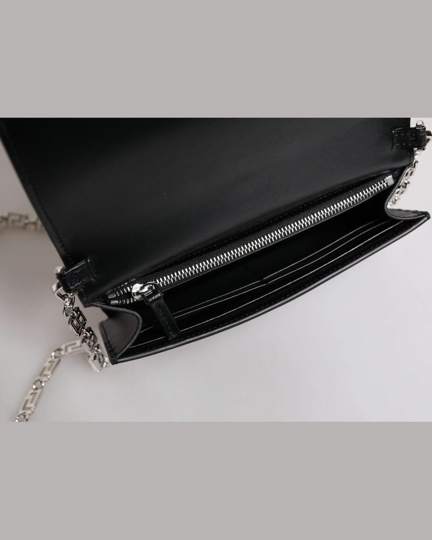 Versace Leather Black Calfskin Chain Strap Shoulder Crossbody Bag Cross Body Bags