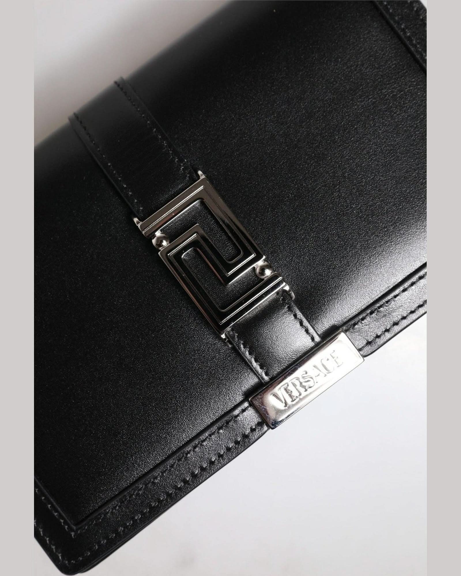 Versace Leather Black Calfskin Chain Strap Shoulder Crossbody Bag Cross Body Bags