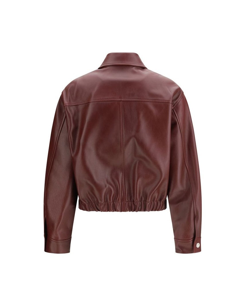 Versace Leather Bordeaux Jacket Glam Steals
