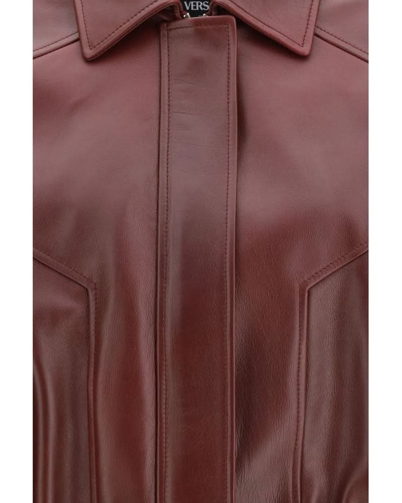 Versace Leather Bordeaux Jacket