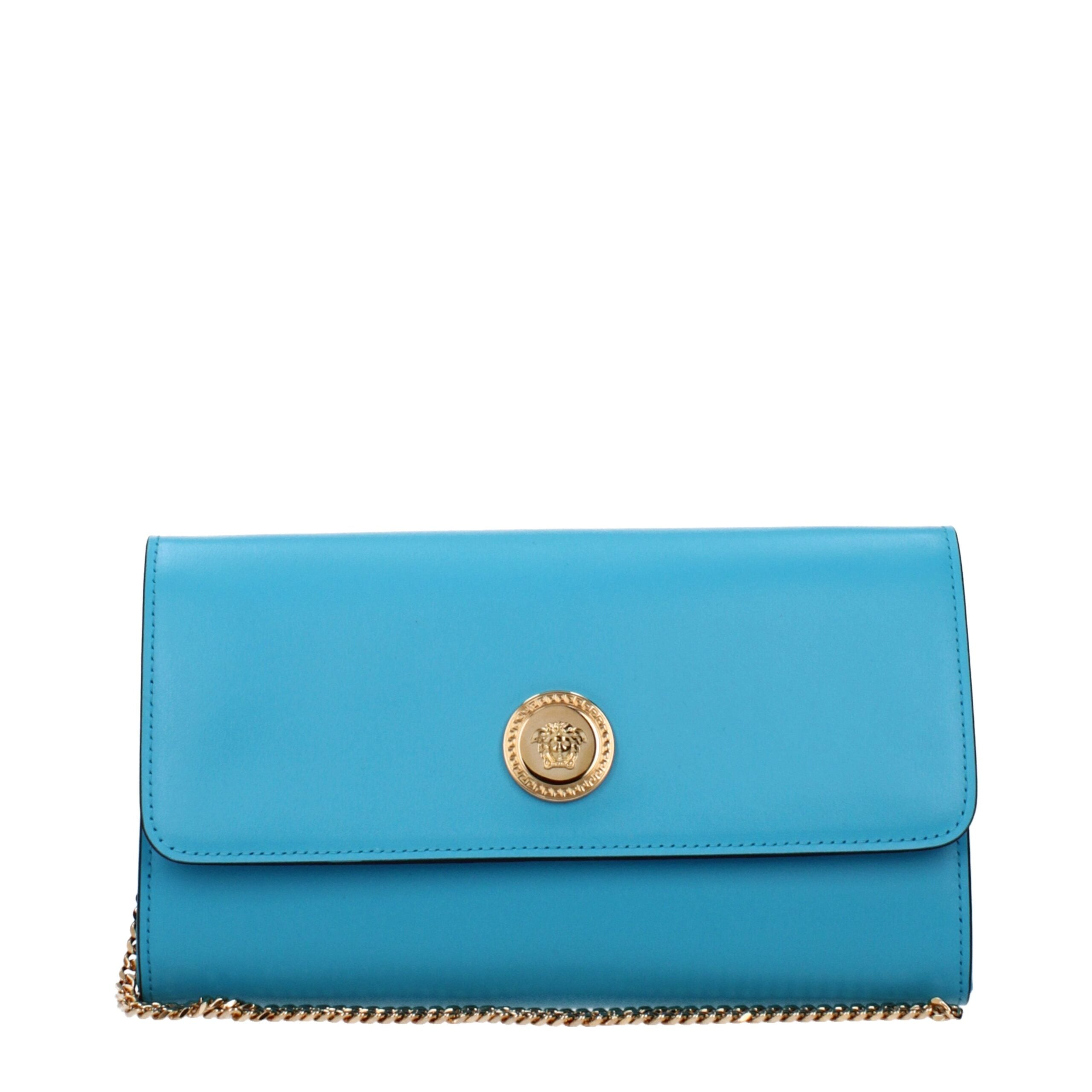 Versace Light Blue Leather Clutch Bags Glam Steals