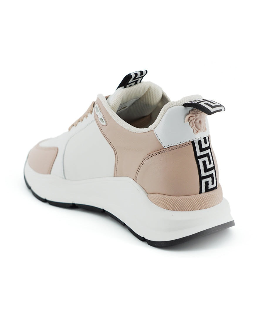 Versace Light Pink Leather White Calf Sneakers Glam Steals
