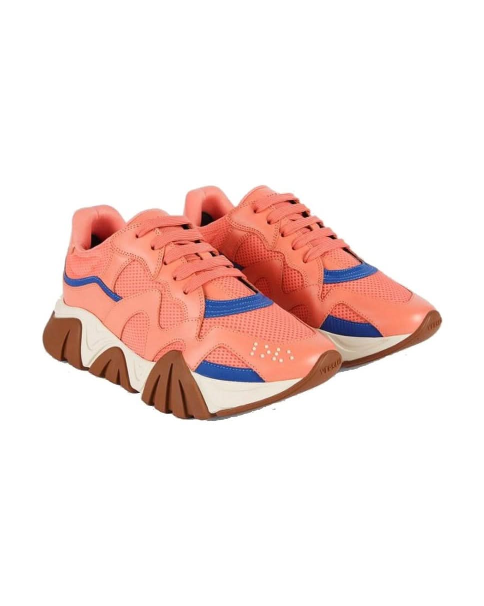 Versace Orange Leather Chunky Sneakers Sneakers