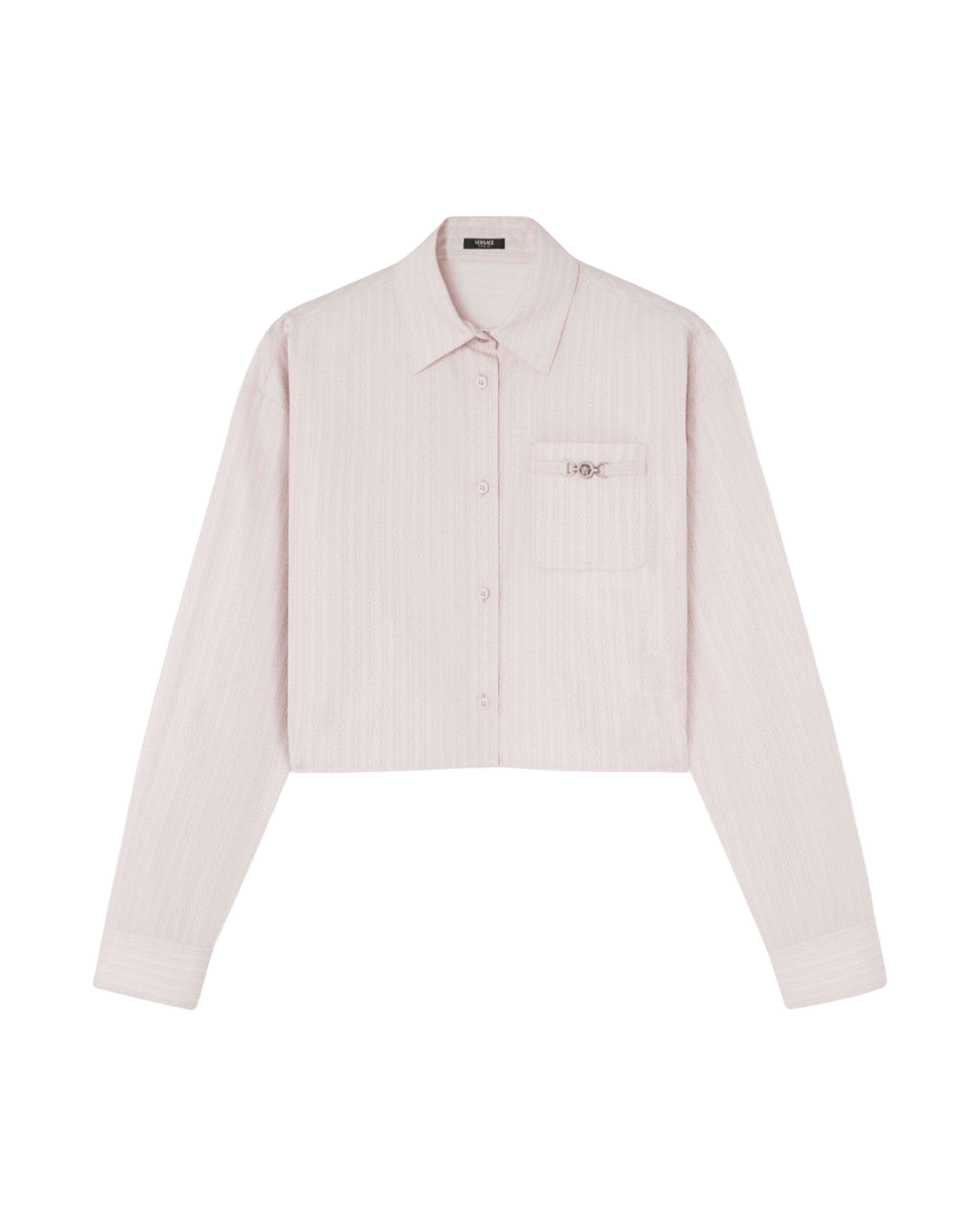 Versace Pinstripe Chain Boxy Short Shirt Glam Steals
