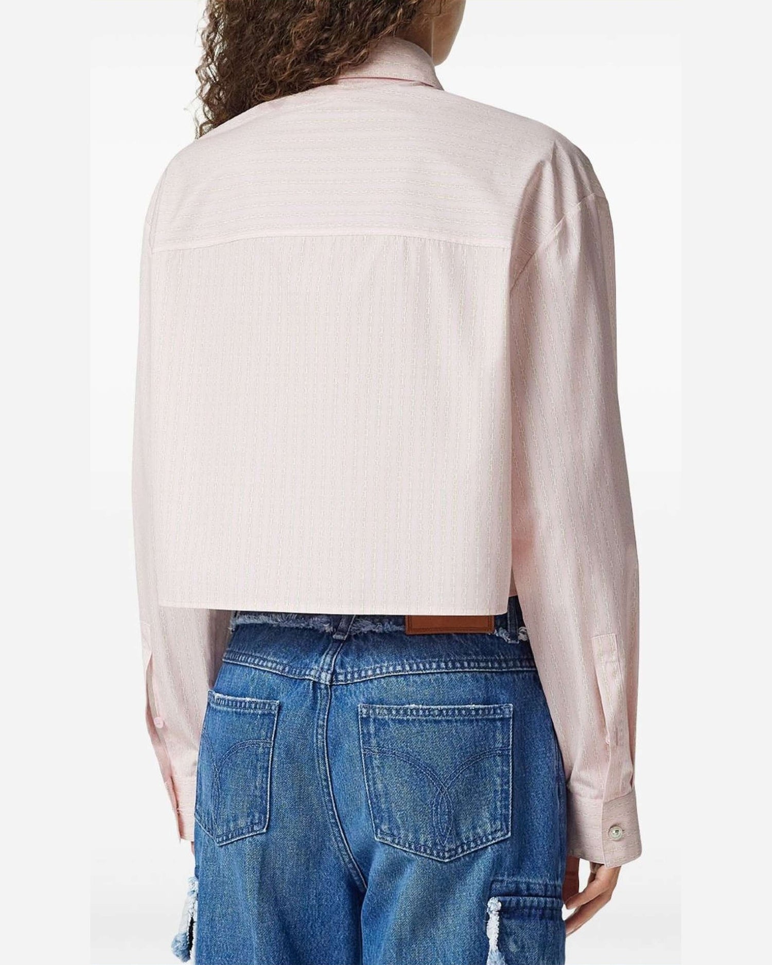 Versace Pinstripe Chain Boxy Short Shirt Glam Steals