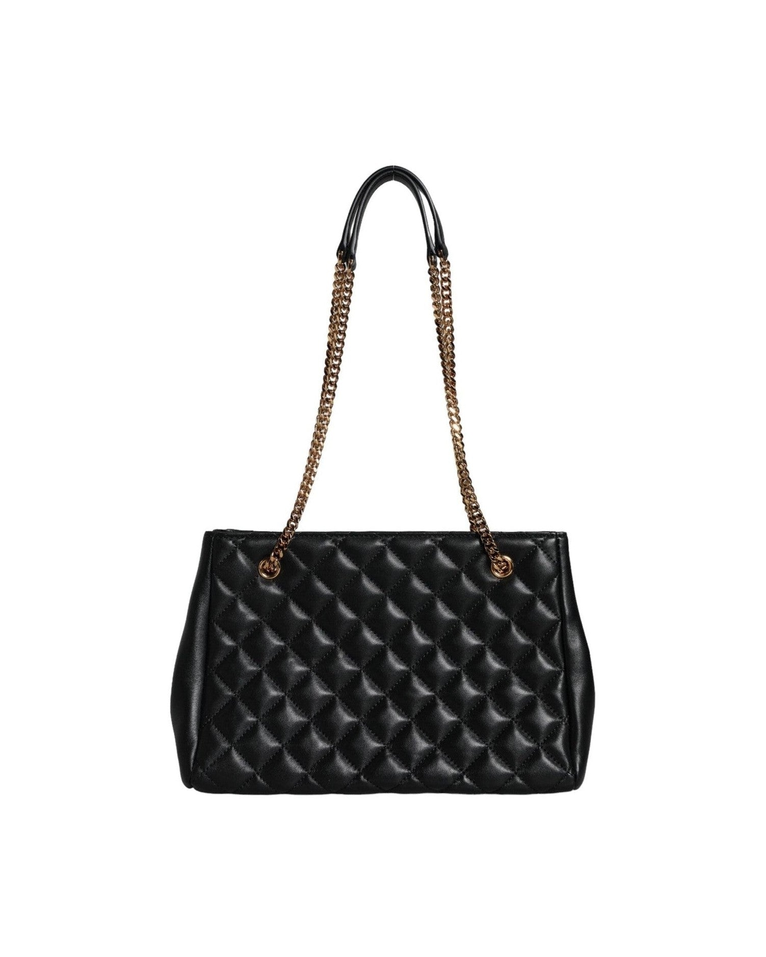 Versace Quilted Nappa Leather Shoulder Chain Strap Black Bag Glam Steals
