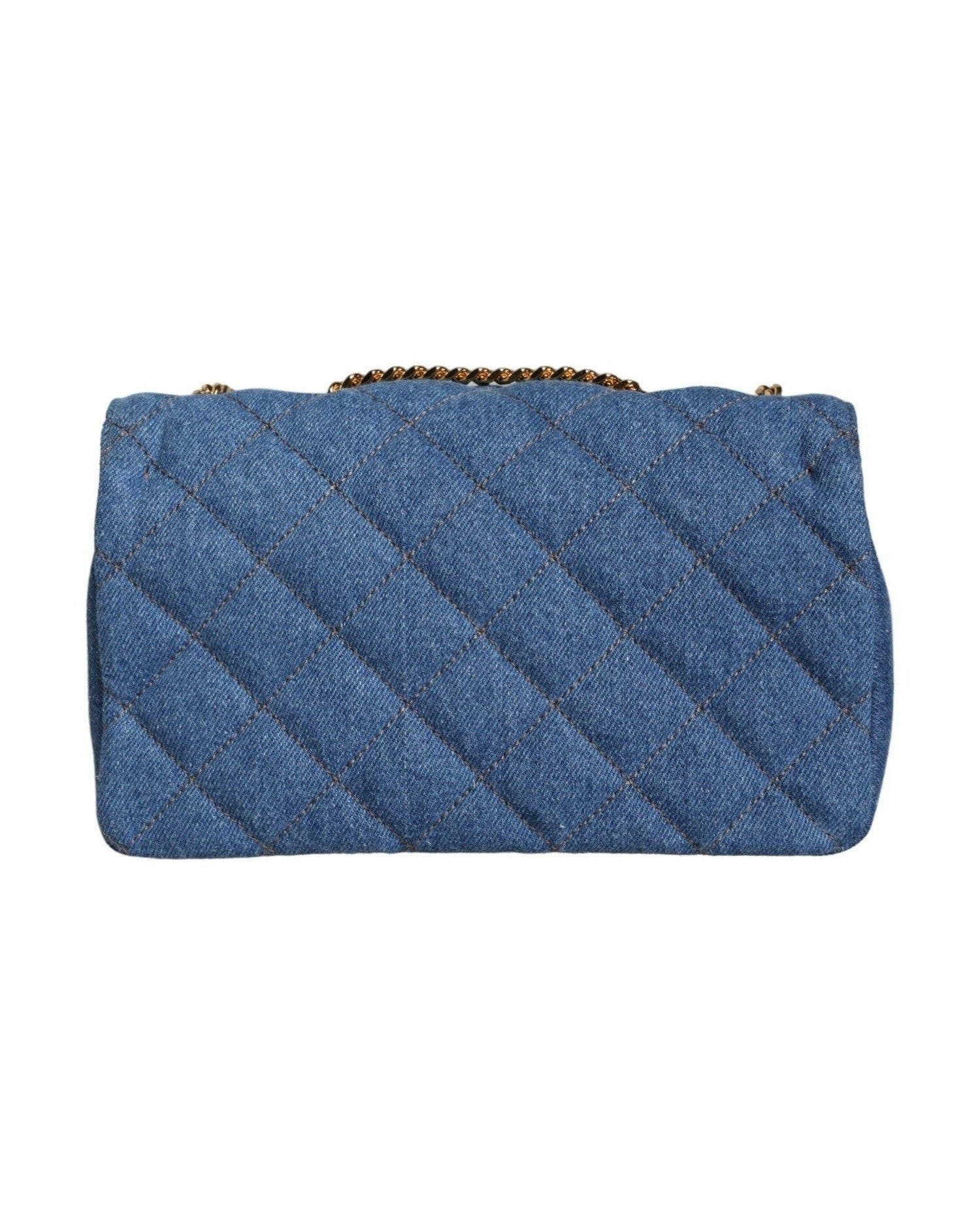 Versace Quilted Denim Leather Crossbody Shoulder Blue Bag Glam Steals