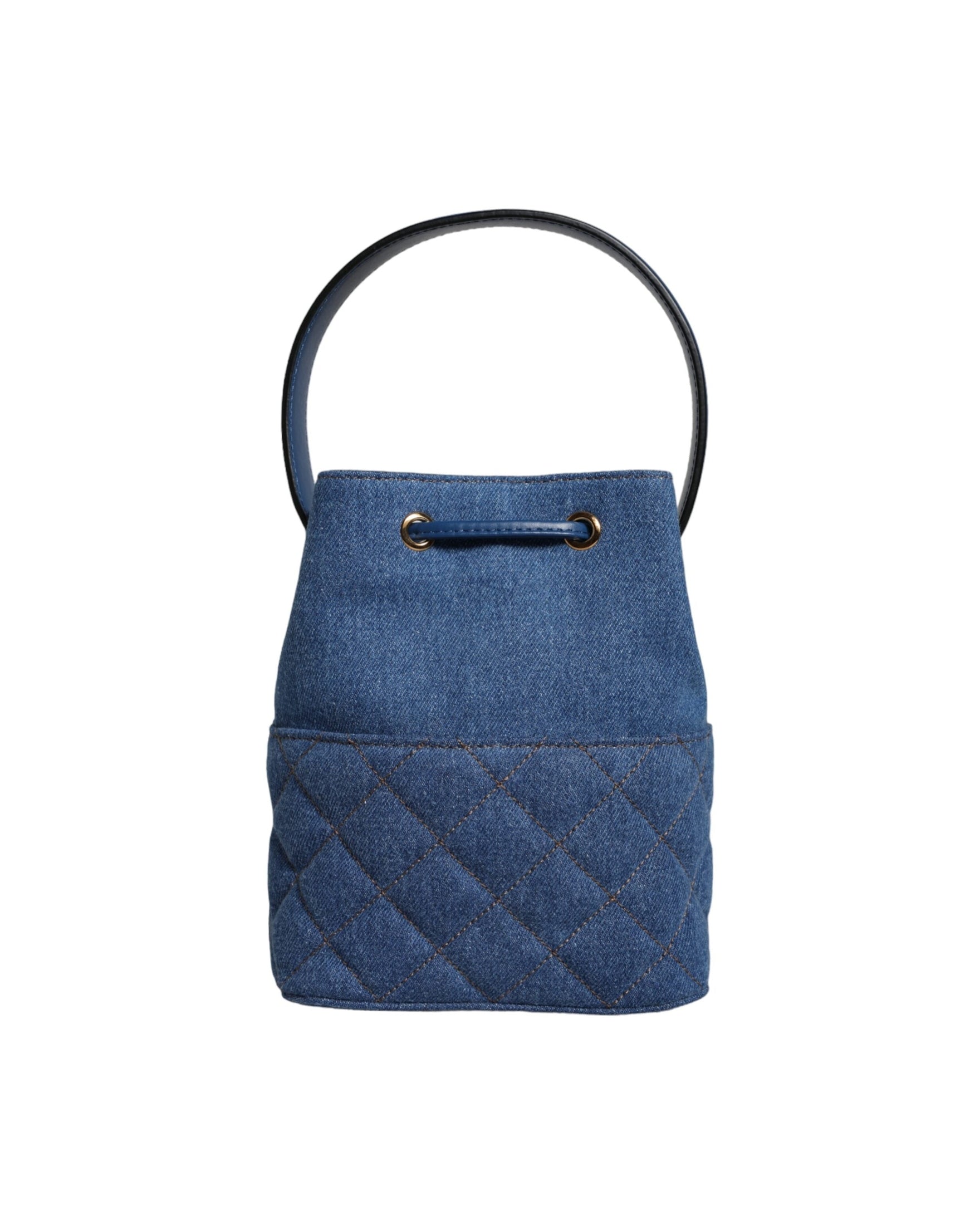 Versace Quilted Denim Leather Crossbody Shoulder Blue Bag Glam Steals