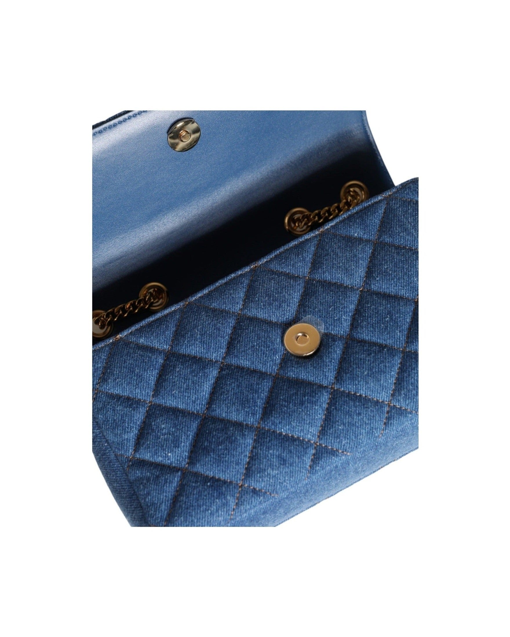 Versace Quilted Denim Leather Crossbody Shoulder Blue Bag Glam Steals