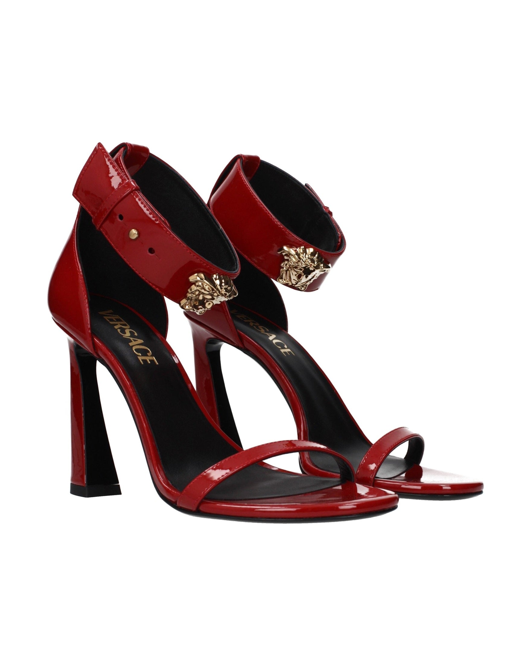 Versace Red Leather Stiletto Heel Sandals Glam Steals