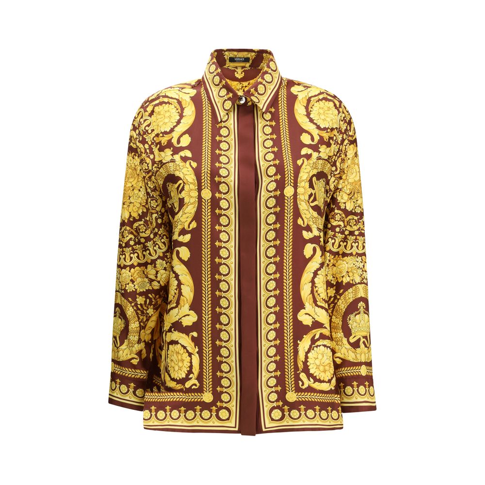 Versace Silk Bordeaux Pattern Shirt Glam Steals