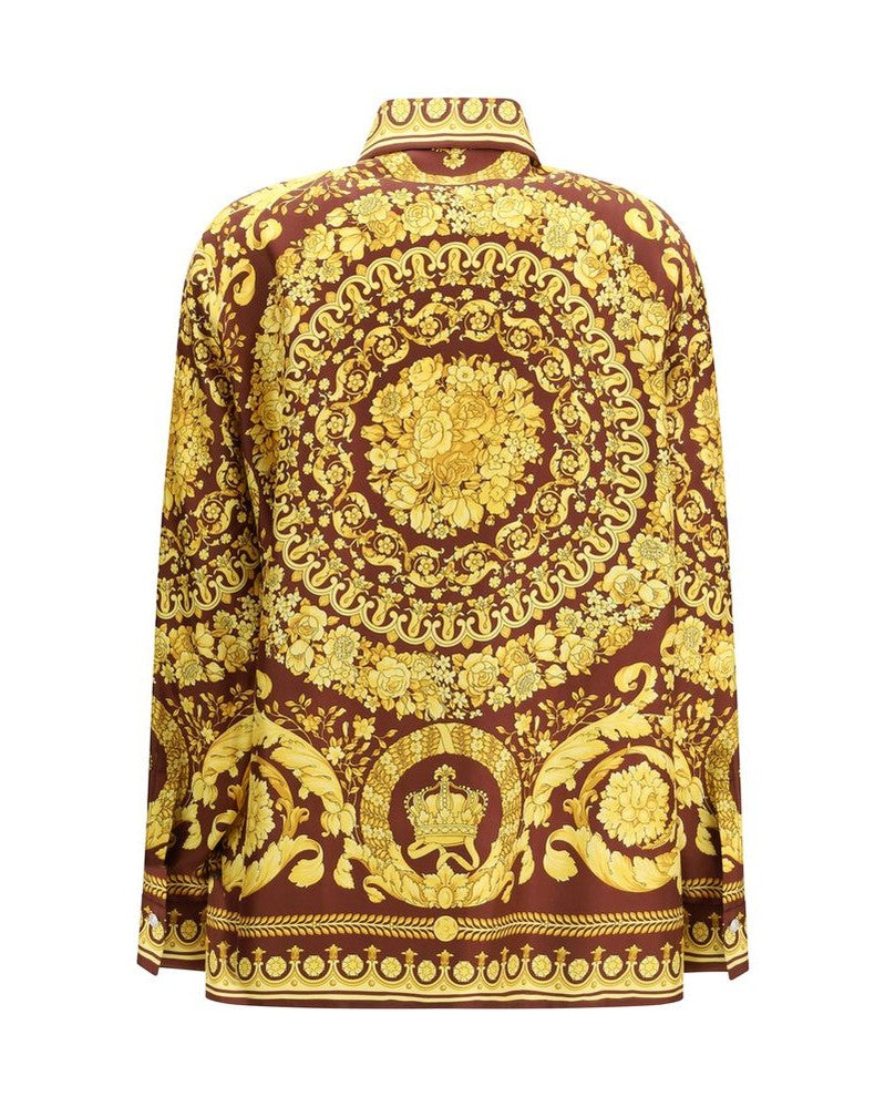 Versace Silk Bordeaux Pattern Shirt Shirts