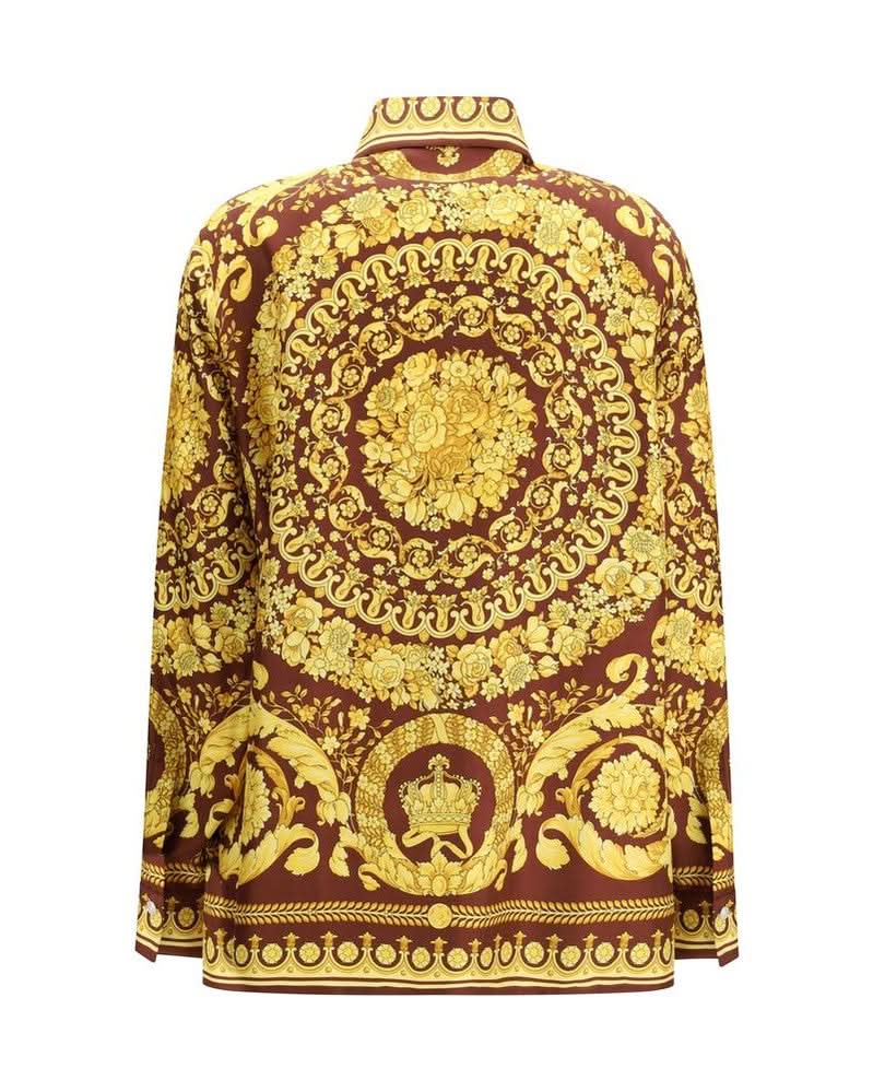 Versace Silk Bordeaux Pattern Shirt Shirts