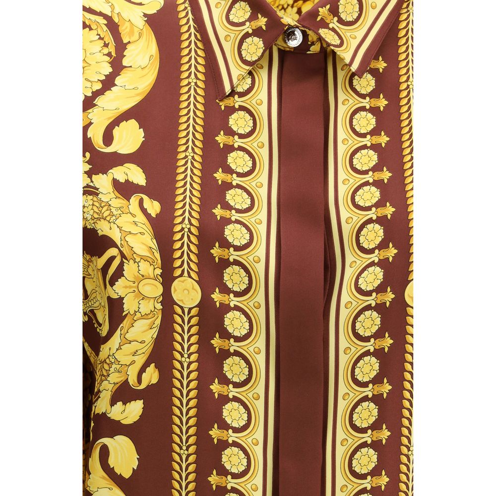 Versace Silk Bordeaux Pattern Shirt Glam Steals