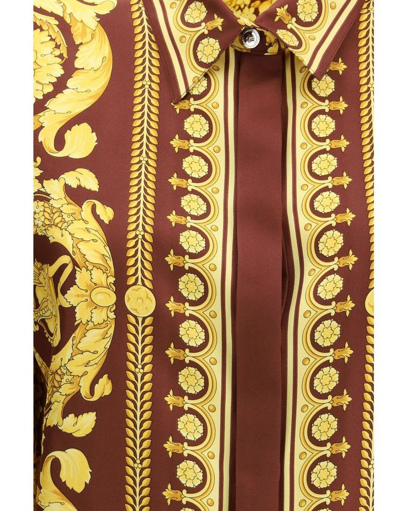 Versace Silk Bordeaux Pattern Shirt Shirts