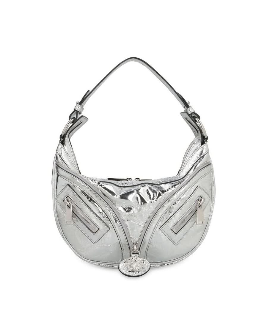 Versace Silver Leather Lamb Shoulder Bag