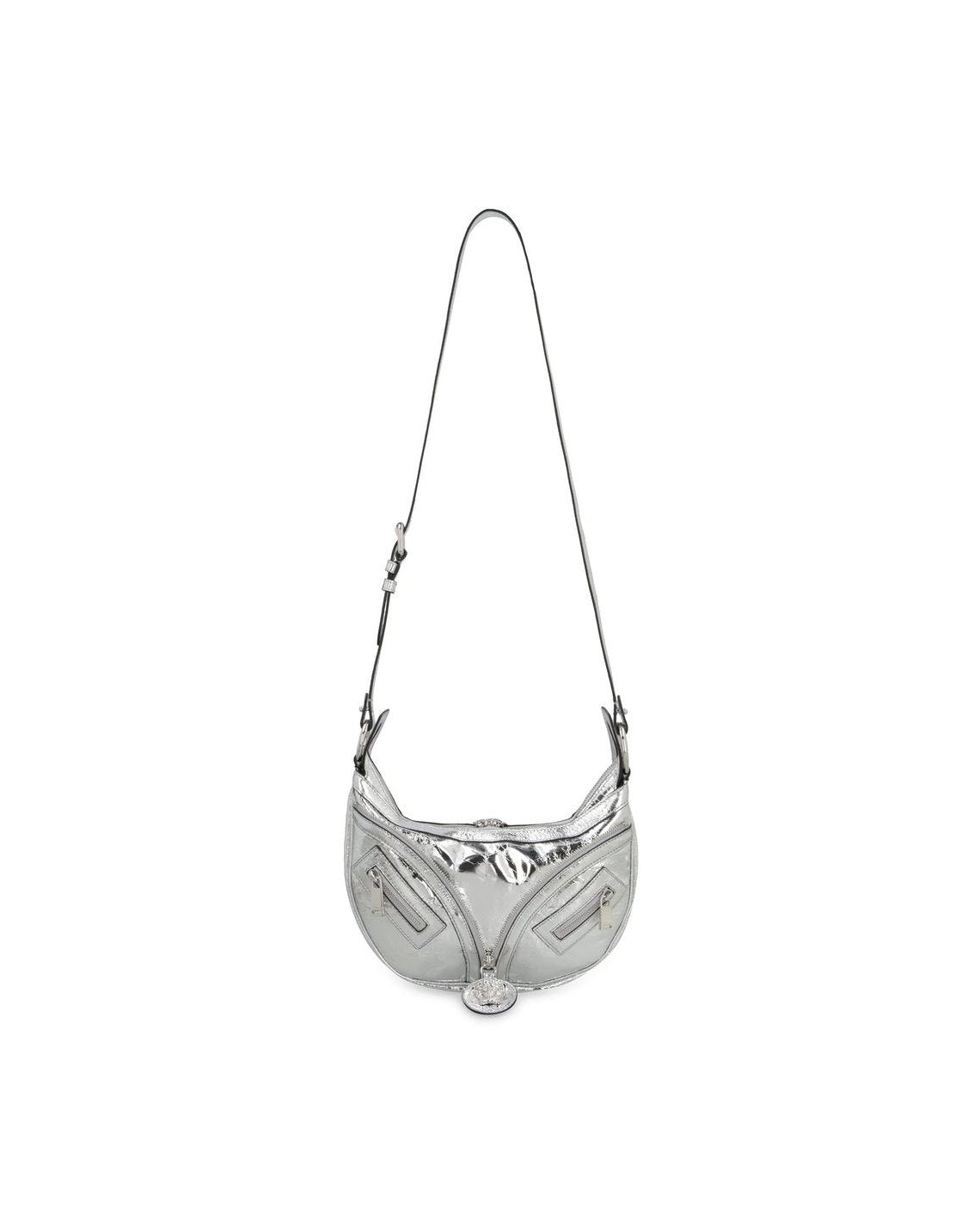 Versace Silver Leather Lamb Shoulder Bag Glam Steals