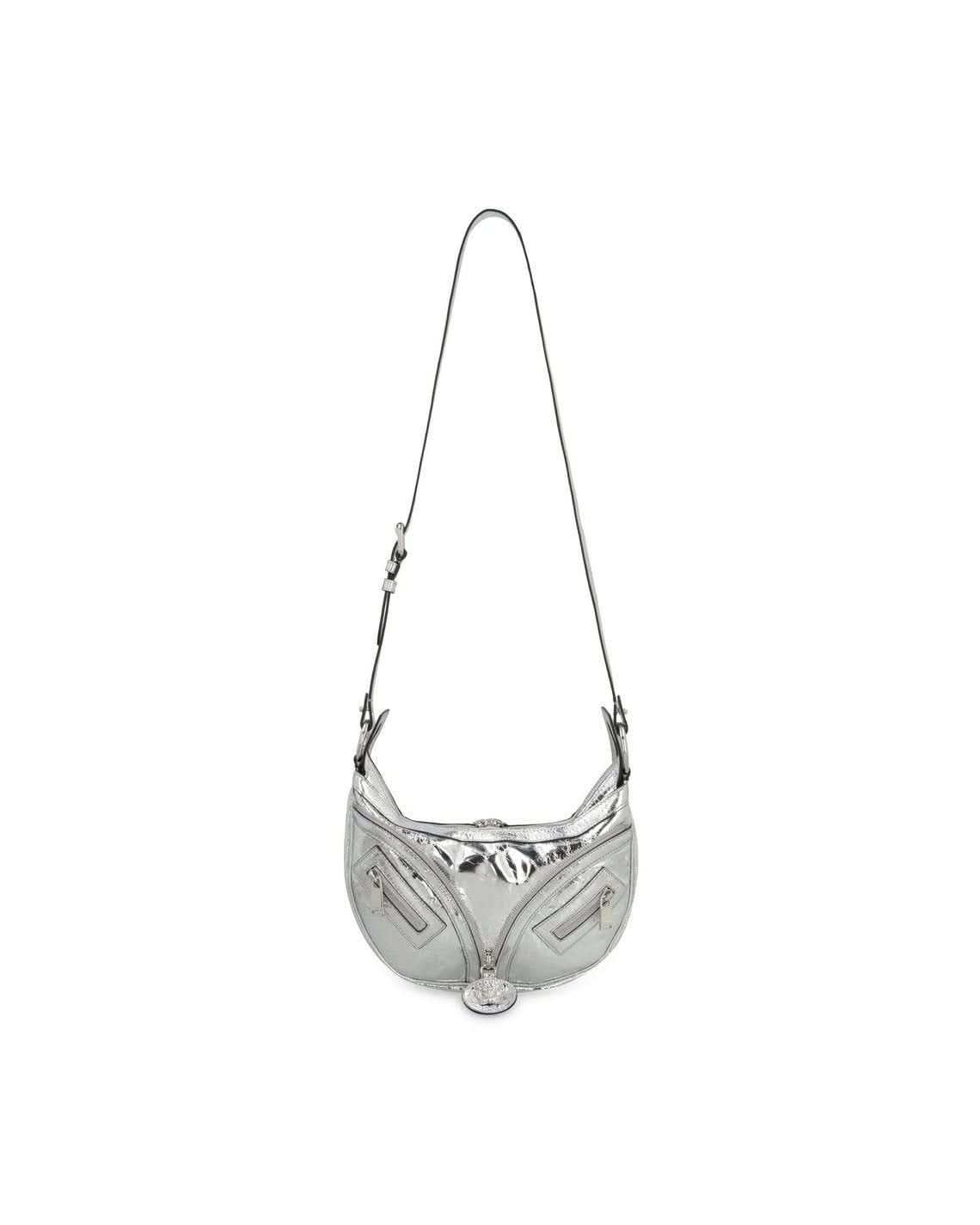 Versace Silver Leather Lamb Shoulder Bag
